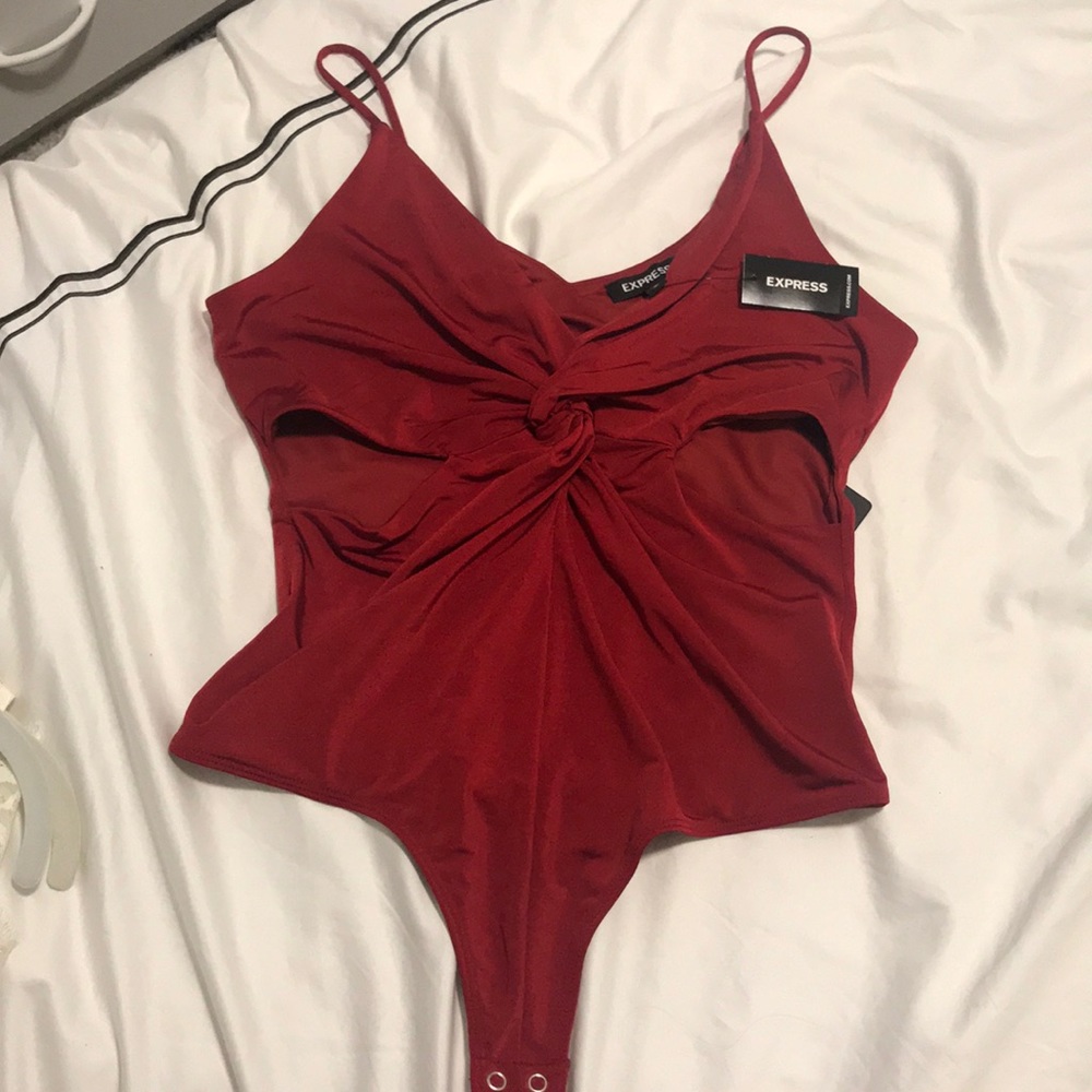 Red bodysuit with cutouts